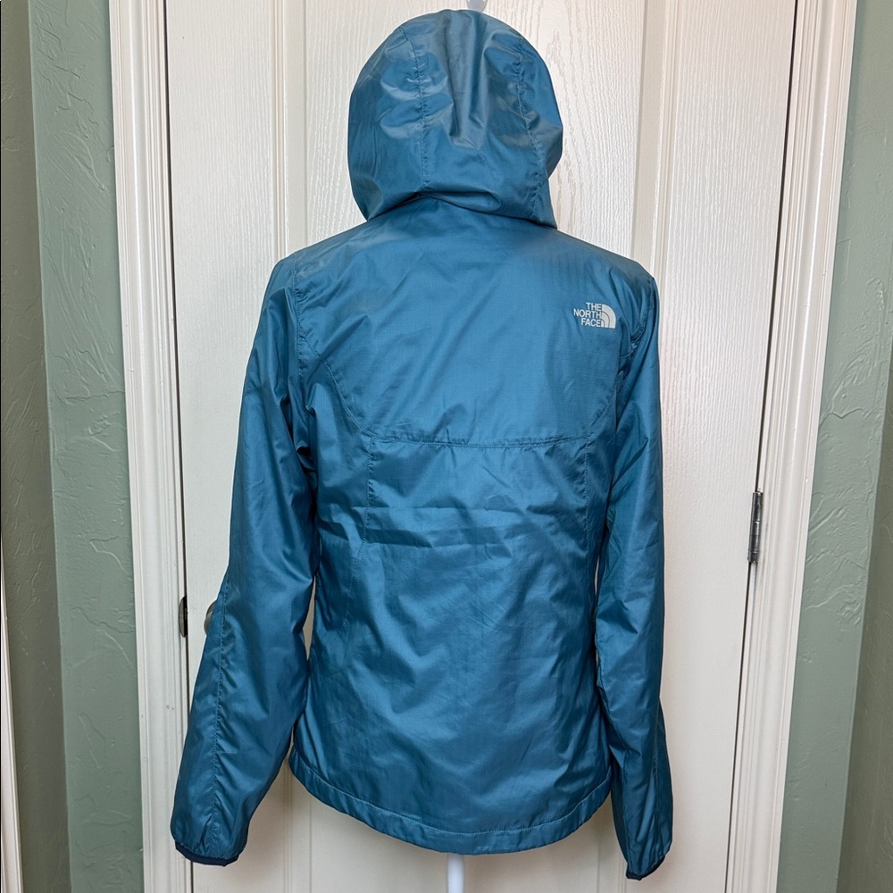 The North Face Teal & Navy Blue Hooded Fleece-Lined Windbreaker Jacket S Small - Picture 5 of 8